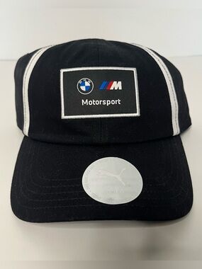 BMW x Puma Black Baseball Cap with White Piping